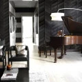 Panou tapitat ABIES herringbone-Paralelogram negru dreapta R100R 30x30