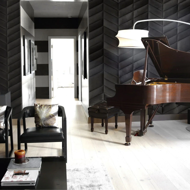Panou tapitat ABIES herringbone-Paralelogram negru dreapta R100R 30x30