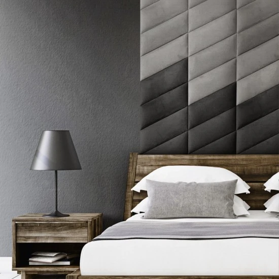 Panou tapitat ABIES herringbone-Paralelogram negru stanga R100L 30x15