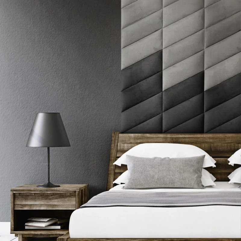 Panou tapitat ABIES herringbone-Paralelogram negru dreapta R100R 30x15
