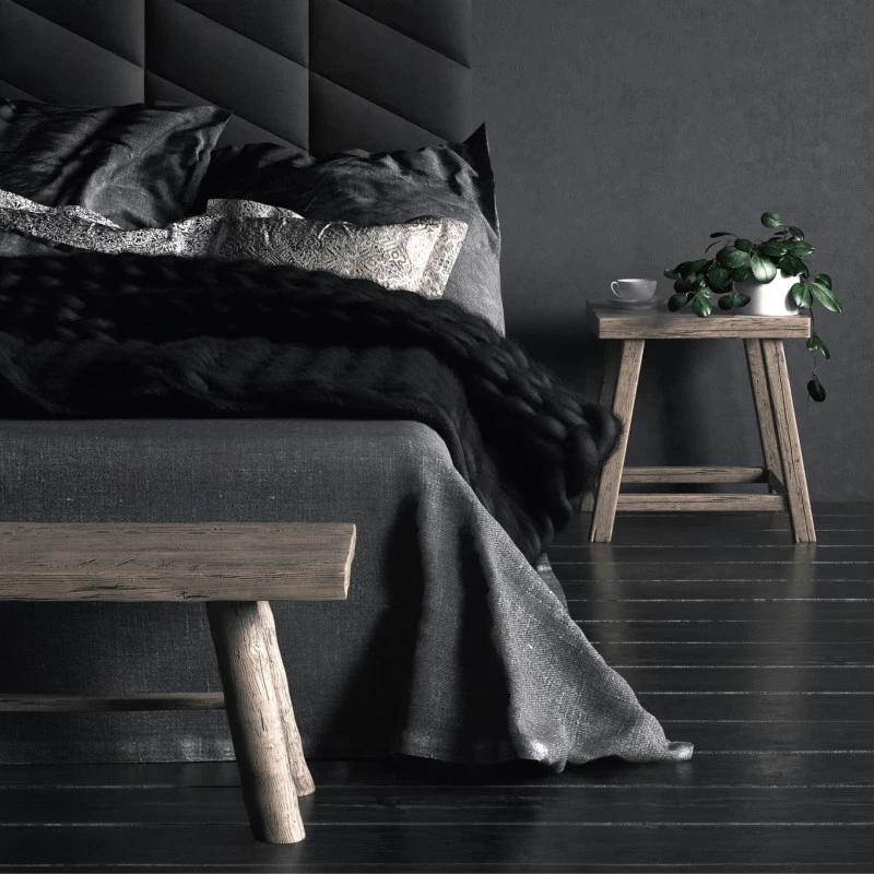 Panou tapitat ABIES herringbone-Paralelogram negru stanga R100L 30x15