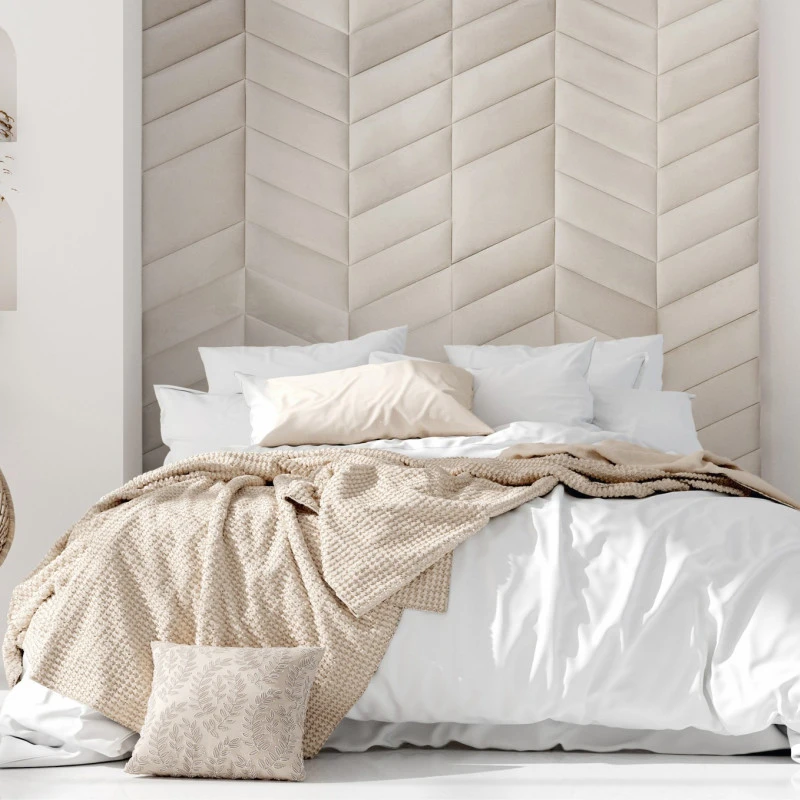 Panou tapitat ABIES herringbone-Paralelogram bej stanga R21L 30x30