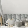 Panou tapitat ABIES herringbone-Paralelogram gri stanga R91L 30x30