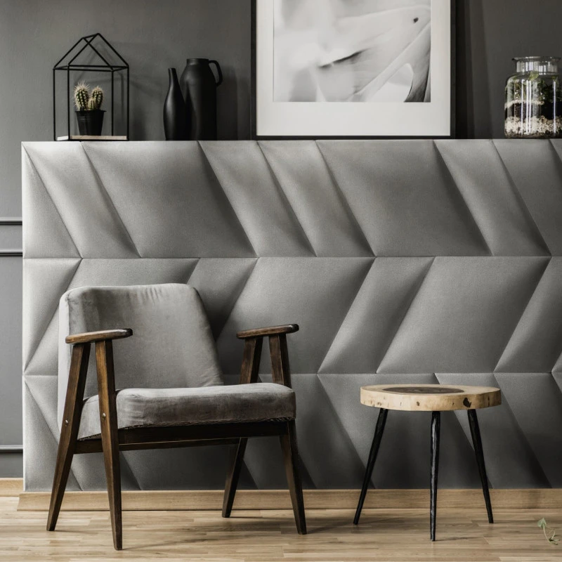 Panou tapitat ABIES herringbone-Paralelogram gri stanga R91L 30x30