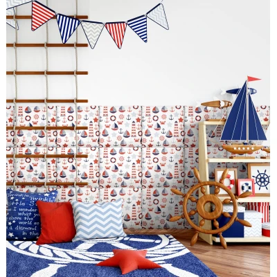 Panou tapitat PRINT KIDS PK02-Patrat model nautic 30x30 Stegu