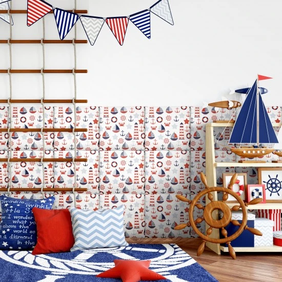 Panou tapitat PRINT KIDS PK02-Patrat model nautic 30x30