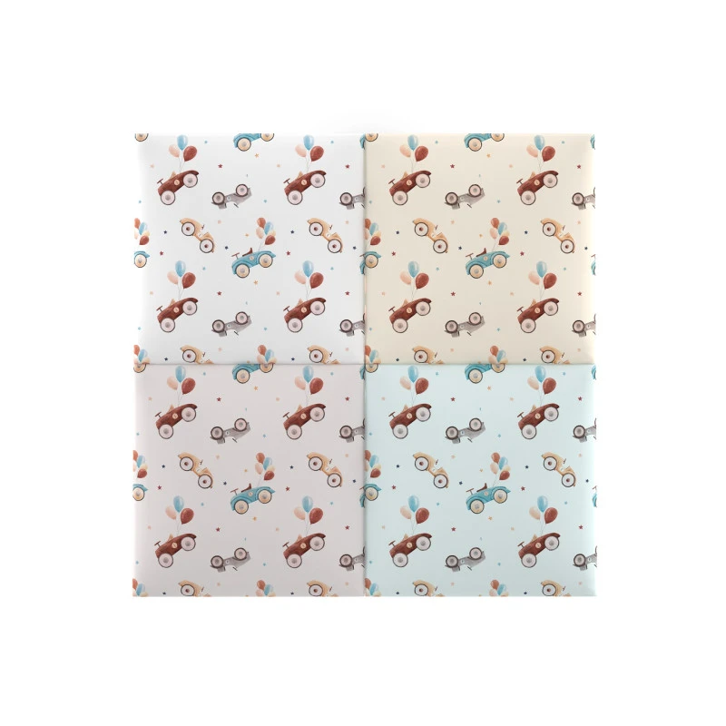 Panou tapitat PRINT KIDS PK04-Patrat model masinute 30x30 set 4 buc.
