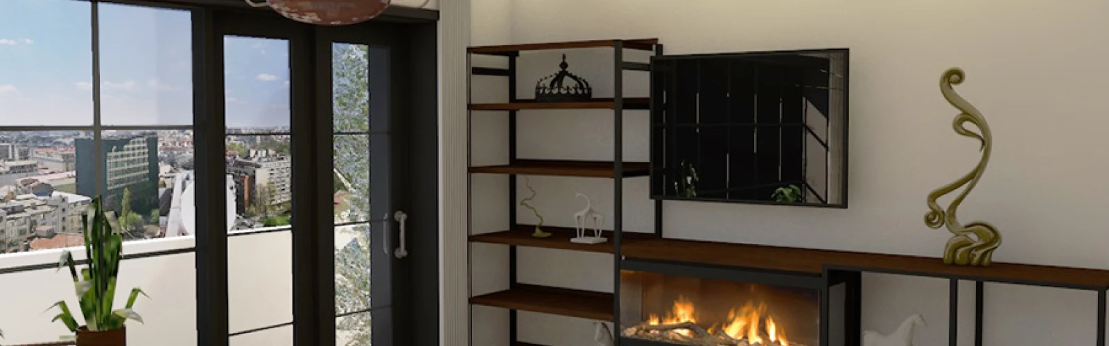 Design Interior -Apartament 2 camere , Bucuresti , stil Chic Industrial