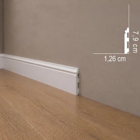 Plinta decorativa LPC07 79x12.6x2440 mm din duropolimer, profil clasic