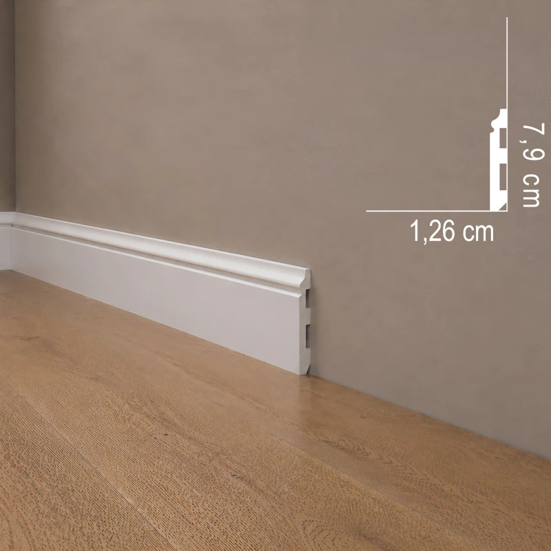 Plinta decorativa LPC07 79x12.6x2440 mm din duropolimer, profil clasic
