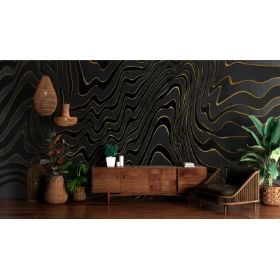 Fototapet fara imbinari Black And Gold Line Pattern Premier Decor