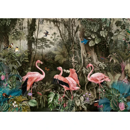 Fototapet fara imbinari Jungle Flamingos Premier Decor