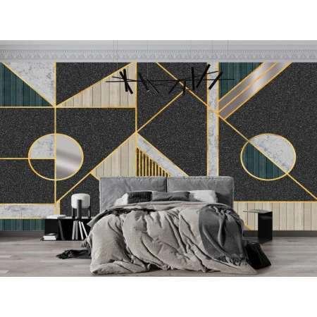 Fototapet fara imbinari Geometry In Black And Gold Tones