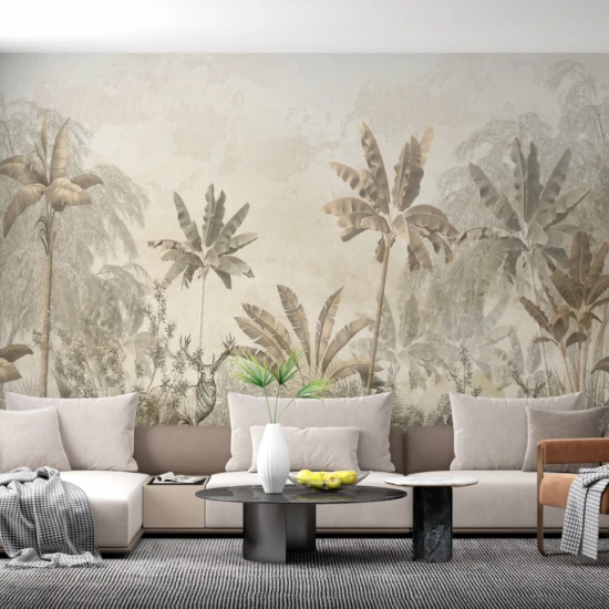 Fototapet fara imbinari Light Beige Rainforest