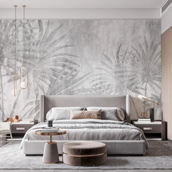 Fototapet fara imbinari Graphite Leaves