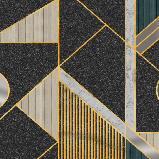 Fototapet fara imbinari Geometry In Black And Gold Tones