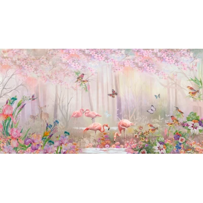 Fototapet fara imbinari Flamingo In A Fairy Forests Premier Decor