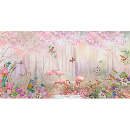Fototapet fara imbinari Flamingo In A Fairy Forests Premier Decor