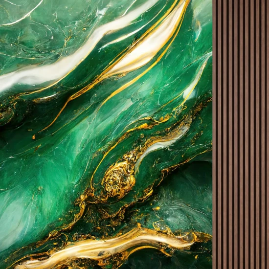 Fototapet fara imbinari Green And Gold Marble Abstract Textured Background