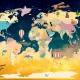 Fototapet fara imbinari Map Of The World With NIght Sky