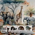 Fototapet fara imbinari Watercolor African Tropical Jungle