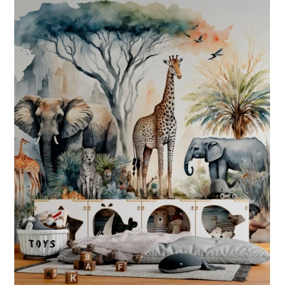 Fototapet fara imbinari Watercolor African Tropical Jungle Premier Decor