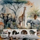 Fototapet fara imbinari Watercolor African Tropical Jungle