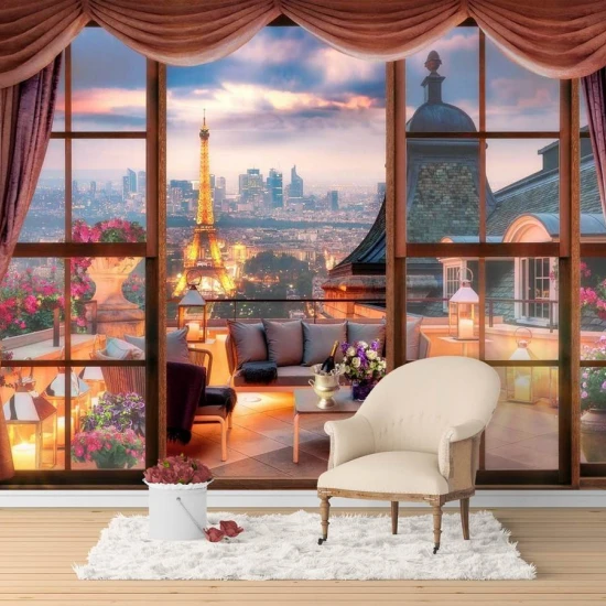 Fototapet fara imbinari Paris Night Live