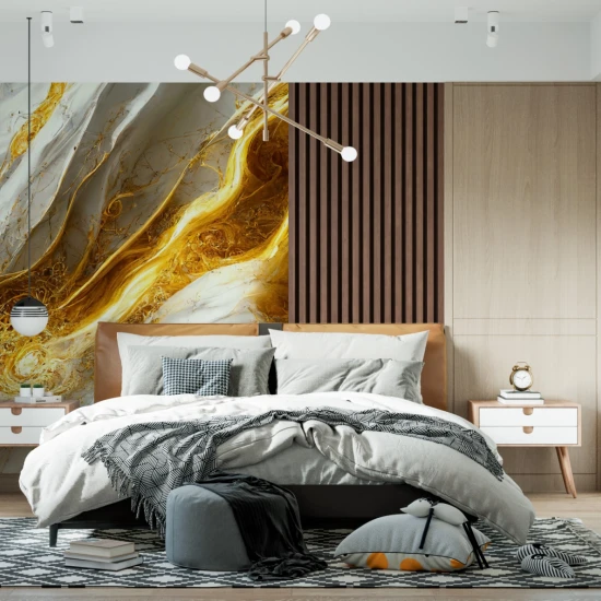 Fototapet fara imbinari Abstract Gold And White Luxury Marble cu Riflaj