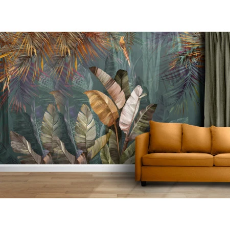 Fototapet fara imbinari Colorful Tropical Leaves Premier Decor
