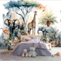 Fototapet fara imbinari Watercolor African Tropical Jungle