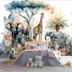 Fototapet fara imbinari Watercolor African Tropical Jungle