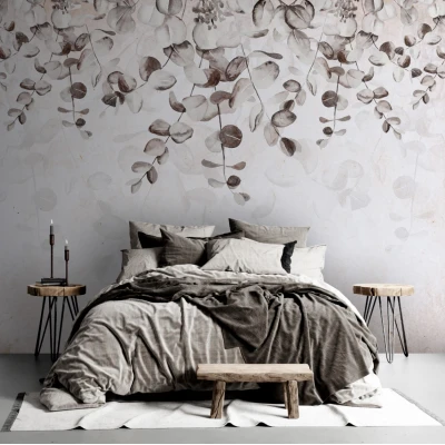 Fototapet fara imbinari Gray Leaves Premier Decor