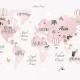 Fototapet fara imbinari Dream Pink World Map