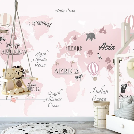 Fototapet fara imbinari Dream Pink World Map