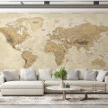 Fototapet fara imbinari Beige World Map