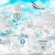 Fototapet fara imbinari Light Blue Flying Map Fototapet fara imbinari Light Blue Flying Map