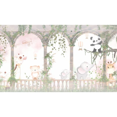 Fototapet  fara imbinari Fresco With Funny Animals Premier Decor