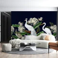 Fototapet fara imbinari White Peacock And Stork