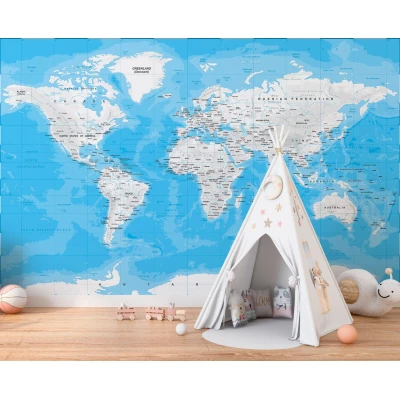 Fototapet fara imbinari White World Map Premier Decor