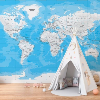 Fototapet fara imbinari White World Map Premier Decor