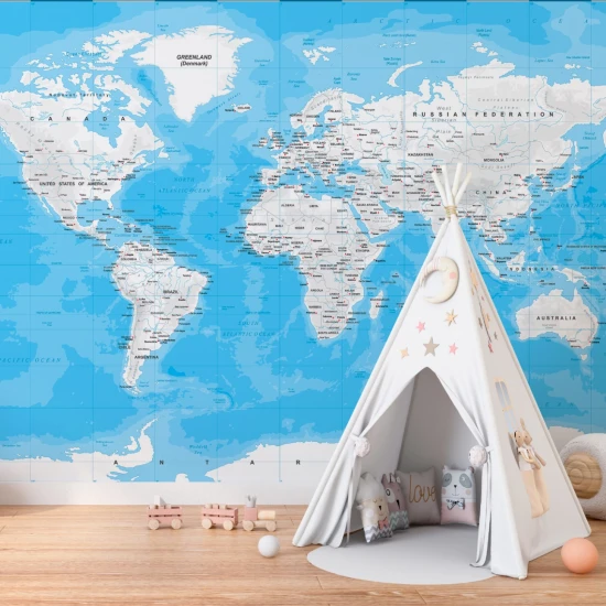 Fototapet fara imbinari White World Map