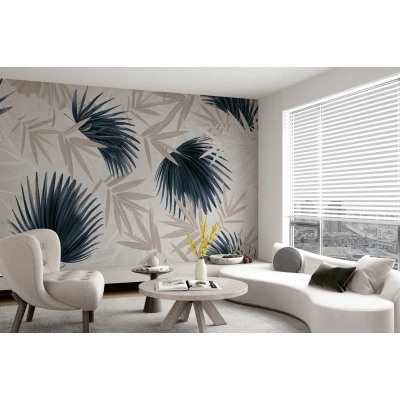 Fototapet fara imbinari Colorless Tropical Leaves Premier Decor