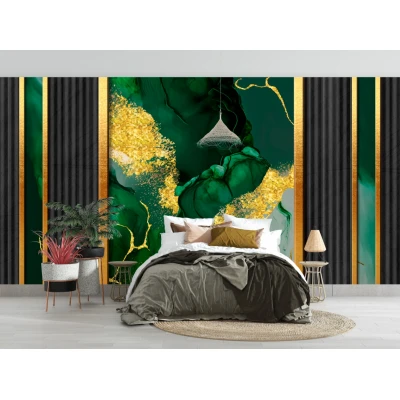Fototapet fara imbinari Emerald With Gold Glitter Premier Decor
