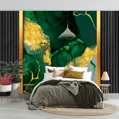 Fototapet fara imbinari Emerald With Gold Glitter Premier Decor