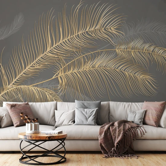 Fototapet fara imbinari  Luxury Feather Gold
