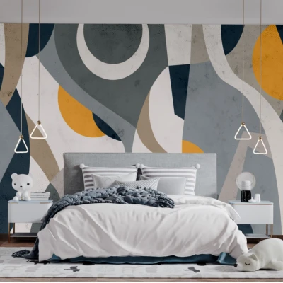 Fototapet fara imbinari Abstraction With Yellow Accent Premier Decor