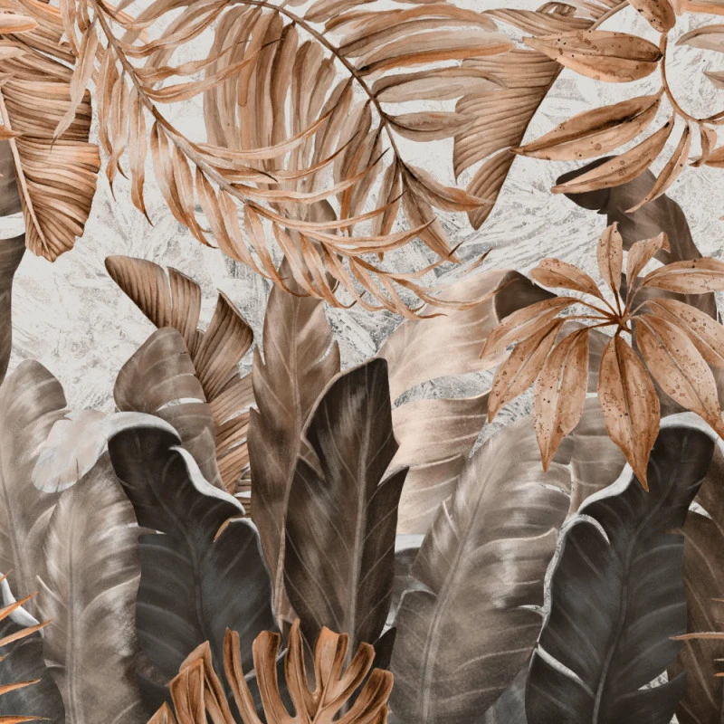 Fototapet fara imbinari Tropical Plants And Leafs Sepia Color