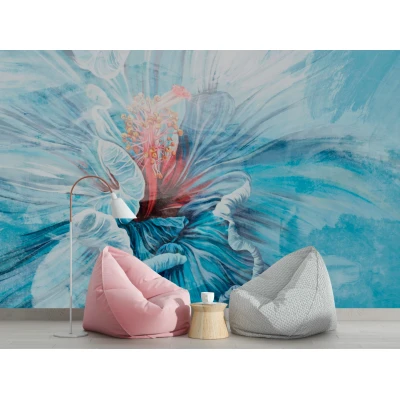 Fototapet fara imbinari Flower In Shades Of Marine Blue Premier Decor
