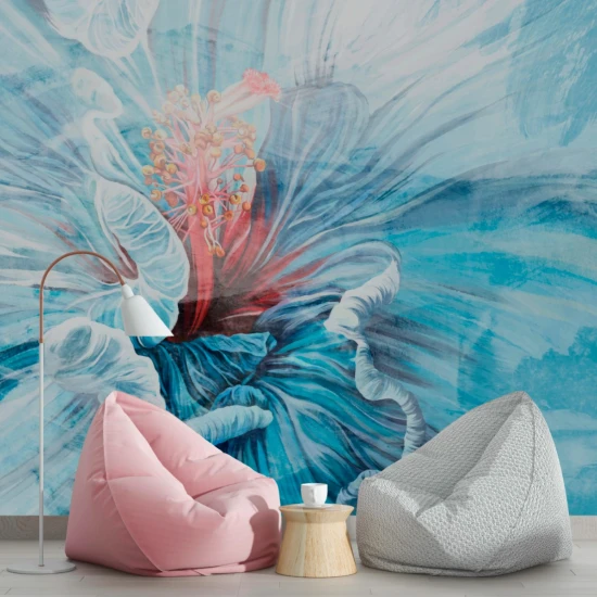 Fototapet fara imbinari Flower In Shades Of Marine Blue